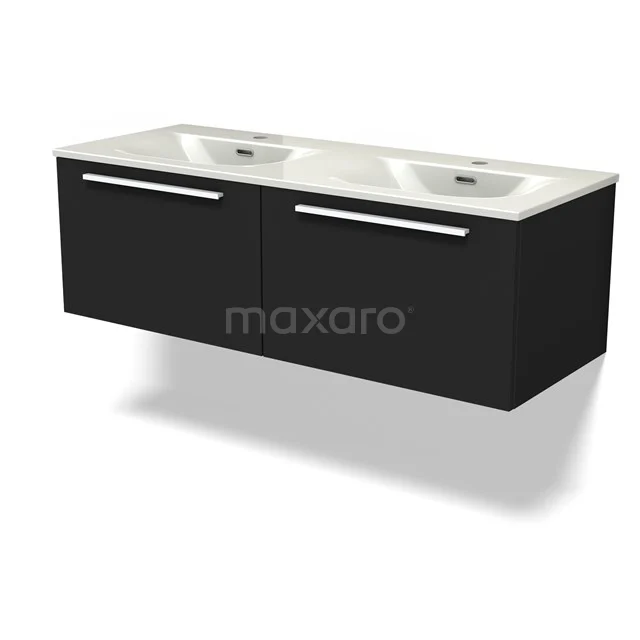 Modulo Vanity units with basin | 120 cm Matte black Flat front Ceramic 2 Side-by-side drawers BMW12-01171