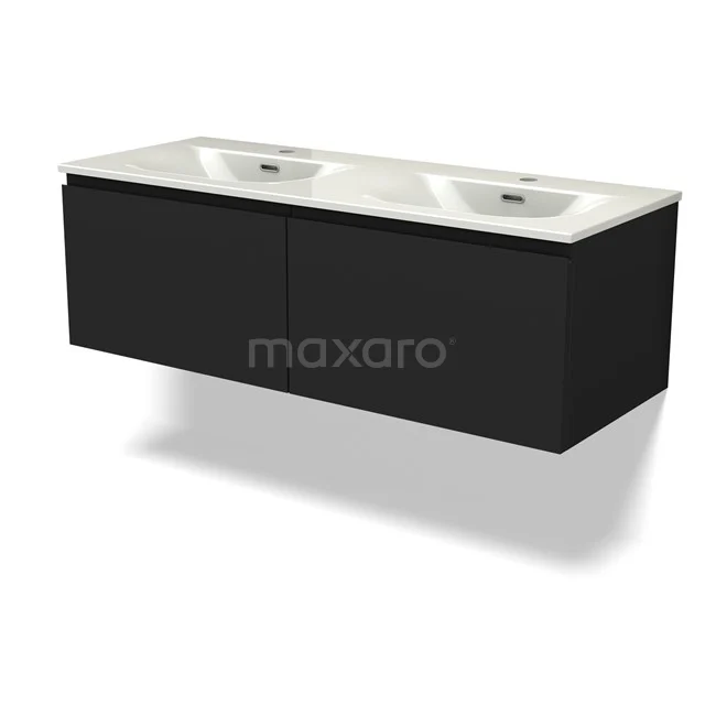 Modulo Vanity units with basin | 120 cm Matte black Handle-less front Ceramic 2 Side-by-side drawers BMW12-01173