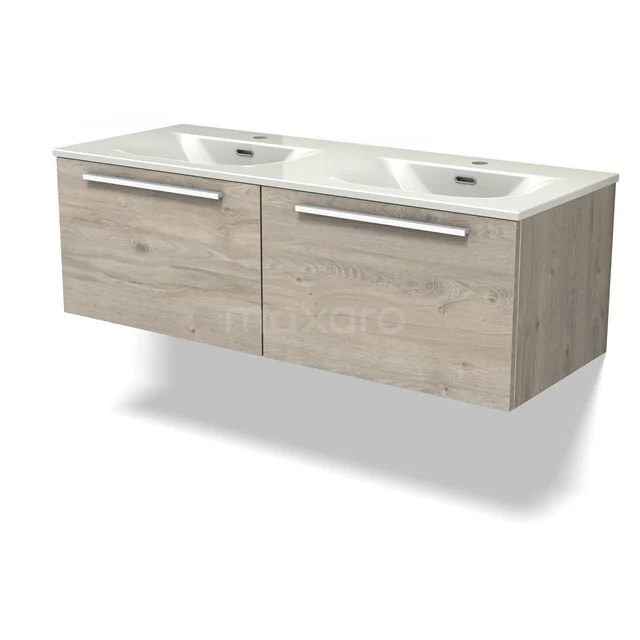 Modulo Vanity units with basin | 120 cm Light grey oak Flat front Ceramic 2 Side-by-side drawers BMW12-01180