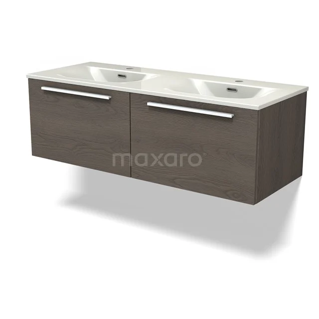 Modulo Vanity units with basin | 120 cm Dark brown oak Flat front Ceramic 2 Side-by-side drawers BMW12-01186