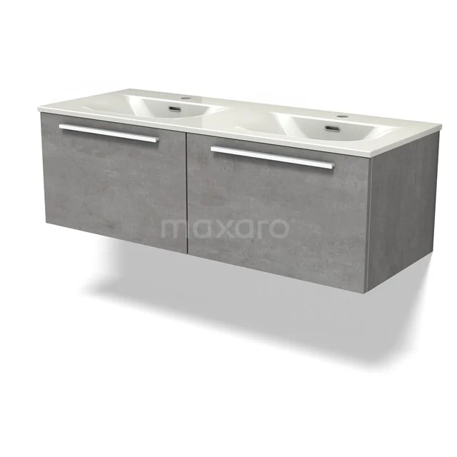 Modulo Vanity units with basin | 120 cm Light grey concrete Flat front Ceramic 2 Side-by-side drawers BMW12-01188