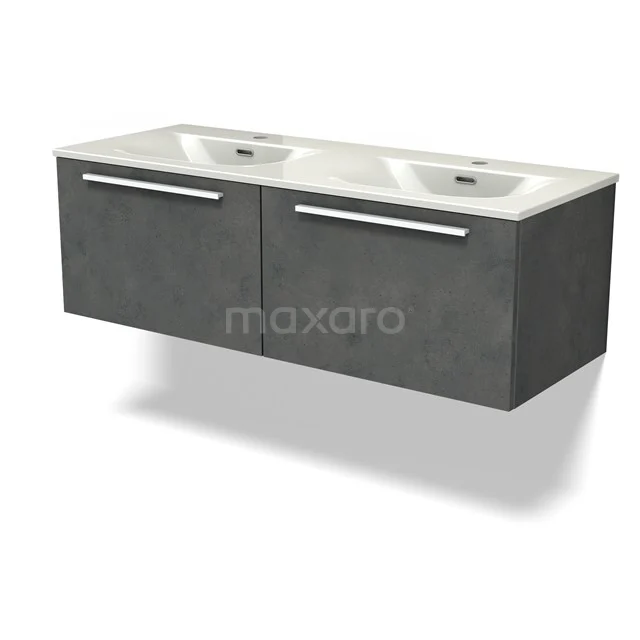 Modulo Vanity units with basin | 120 cm Dark grey concrete Flat front Ceramic 2 Side-by-side drawers BMW12-01189