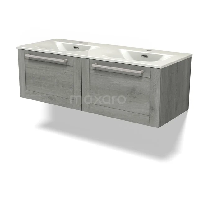 Modulo Vanity units with basin | 120 cm Grey oak Frame front Ceramic 2 Side-by-side drawers BMW12-01191
