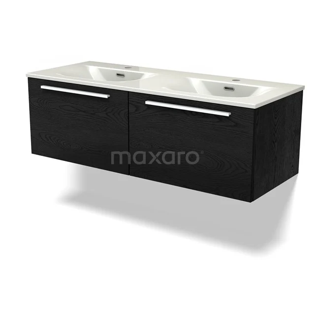 Modulo Vanity units with basin | 120 cm Black oak Flat front Ceramic 2 Side-by-side drawers BMW12-01199