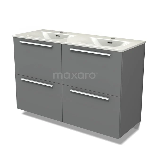 Modulo Vanity units with basin | 120 cm Mid grey Flat front Ceramic 4 high drawers BMW14-00760