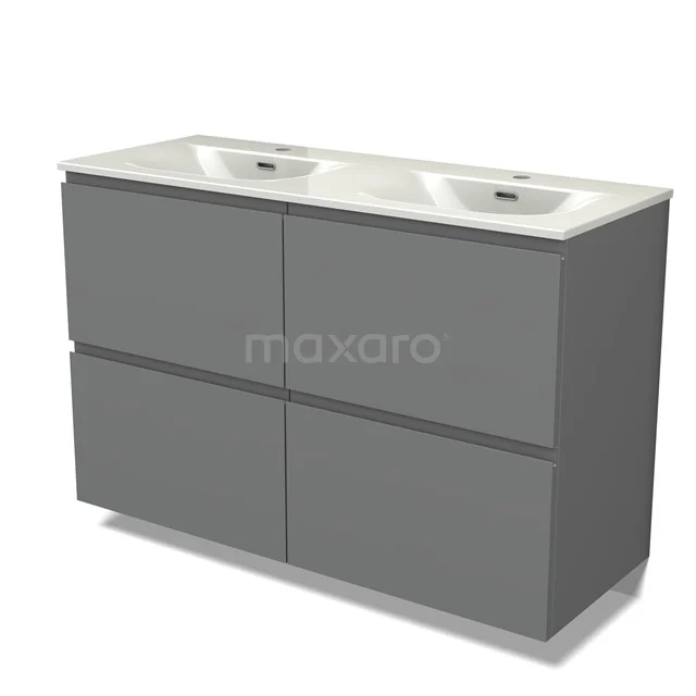 Modulo Vanity units with basin | 120 cm Mid grey Handle-less front Ceramic 4 high drawers BMW14-00762