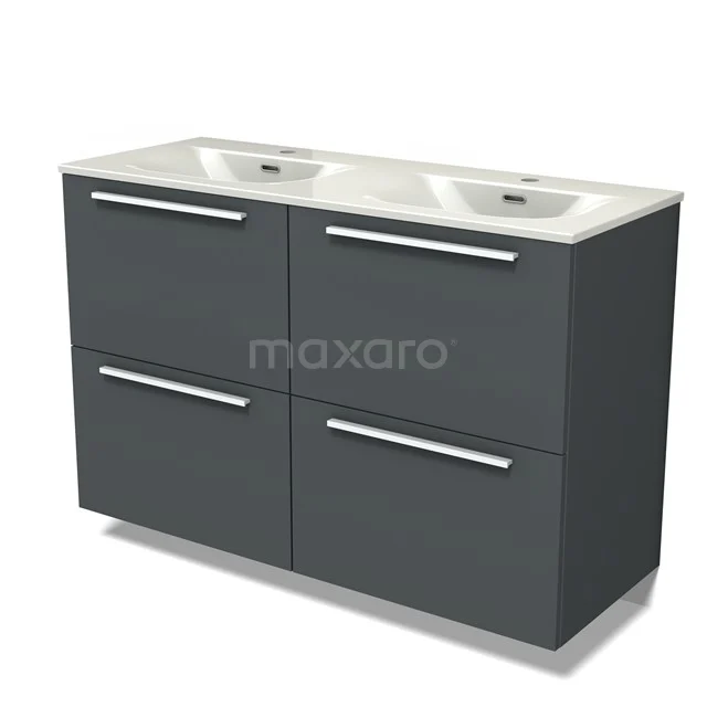 Modulo Vanity units with basin | 120 cm Dark grey Flat front Ceramic 4 high drawers BMW14-00769