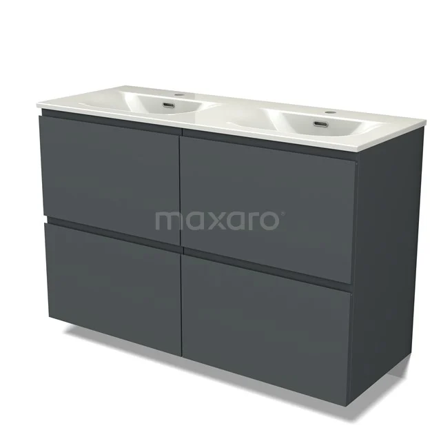 Modulo Vanity units with basin | 120 cm Dark grey Handle-less front Ceramic 4 high drawers BMW14-00771
