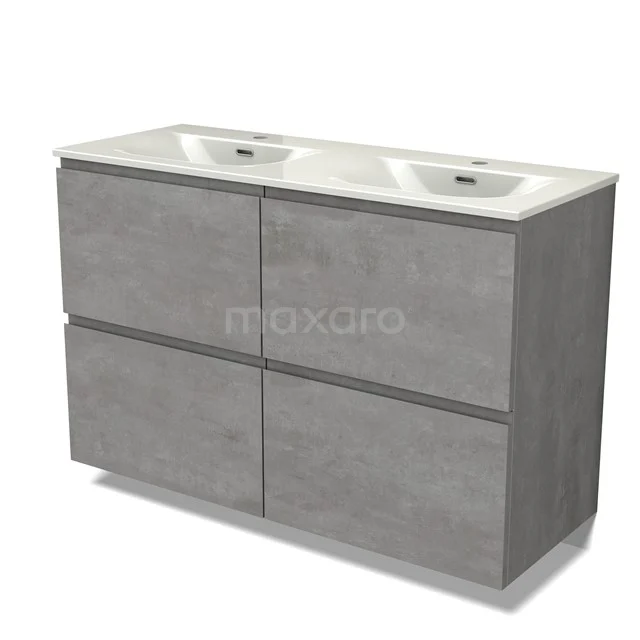 Modulo Vanity units with basin | 120 cm Light grey concrete Handle-less front Ceramic 4 high drawers BMW14-00793