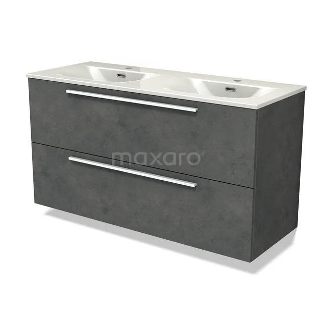 Modulo Bathroom furniture with sink | 120 cm Dark grey concrete Flat front Ceramic 2 Stacked drawers BMW17-05378