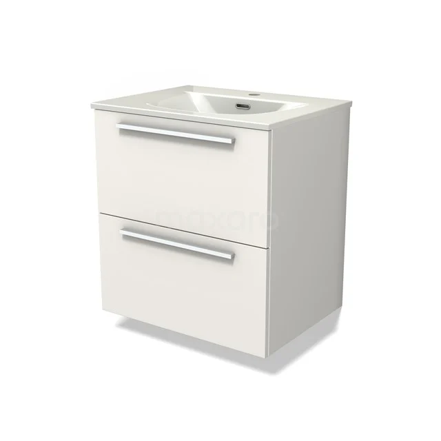 Modulo Vanity units with basin | 60 cm Matte white Flat front Ceramic 2 Stacked drawers BMW17-05391