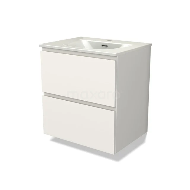 Modulo Vanity units with basin | 60 cm Matte white Handle-less front Ceramic 2 Stacked drawers BMW17-05393