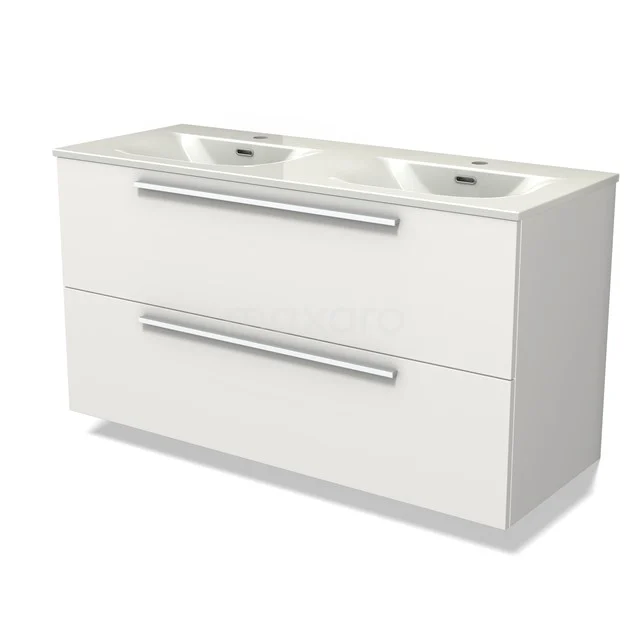 Modulo Vanity units with basin | 120 cm Matte white Flat front Ceramic 2 Stacked drawers BMW17-05400