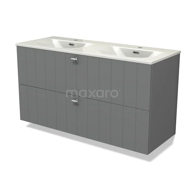 Modulo Bathroom furniture with sink | 120 cm Mid grey Slat front Ceramic 2 Stacked drawers BMW17-05413