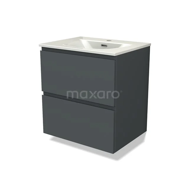 Modulo Bathroom furniture with sink | 60 cm Dark grey Handle-less front Ceramic 2 Stacked drawers BMW17-05425