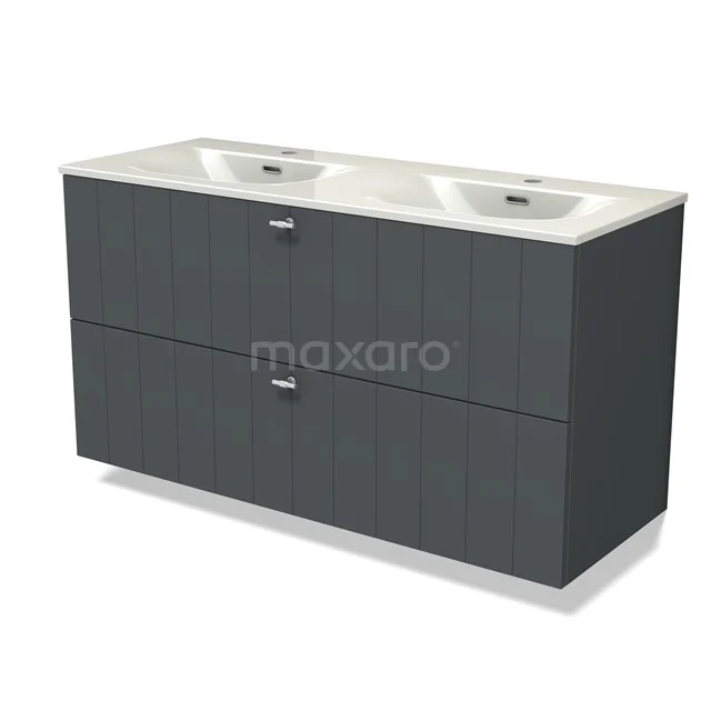 Modulo Vanity units with basin | 120 cm Dark grey Slat front Ceramic 2 Stacked drawers BMW17-05433