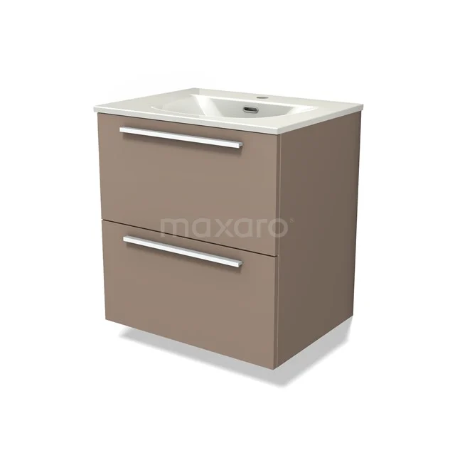 Modulo Vanity units with basin | 60 cm Taupe Flat front Ceramic 2 Stacked drawers BMW17-05447