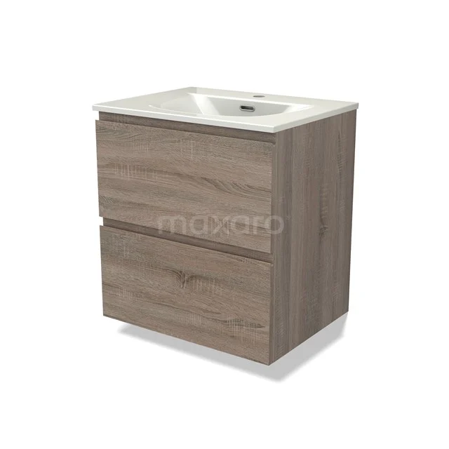 Modulo Bathroom furniture with sink | 60 cm Oak Handle-less front Ceramic 2 Stacked drawers BMW17-05471