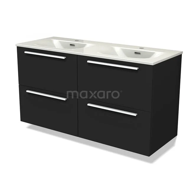 Modulo Bathroom furniture with sink | 120 cm Matte black Flat front Ceramic 4 drawers BMW18-01271