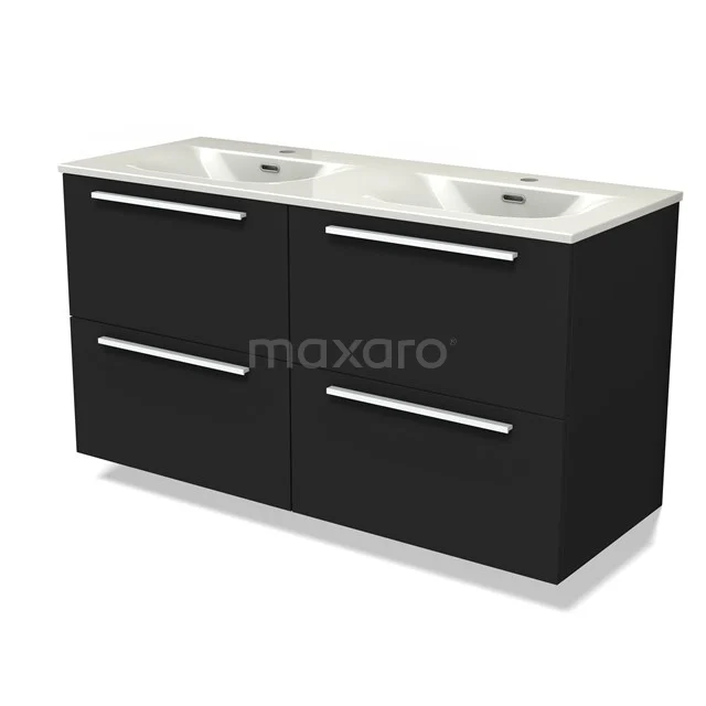 Modulo Vanity units with basin | 120 cm Matte black Flat front Ceramic 4 drawers BMW18-01271