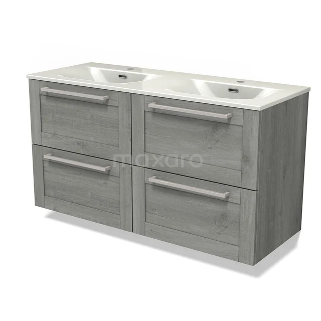 Modulo Vanity units with basin | 120 cm Grey oak Frame front Ceramic 4 drawers BMW18-01286