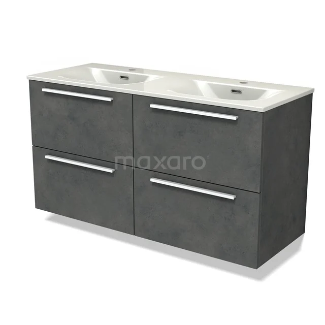 Modulo Vanity units with basin | 120 cm Dark grey concrete Flat front Ceramic 4 drawers BMW18-01288