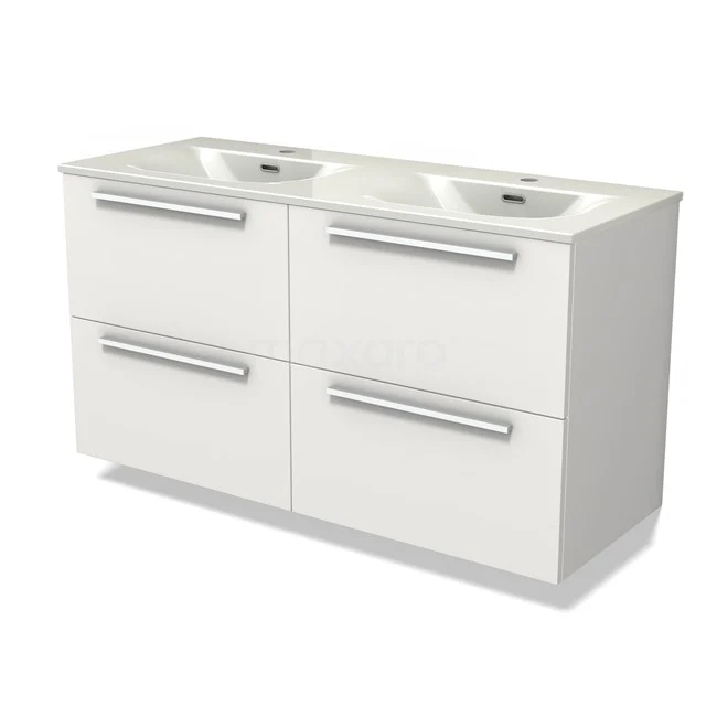 Modulo Vanity units with basin | 120 cm Matte white Flat front Ceramic 4 drawers BMW18-01292