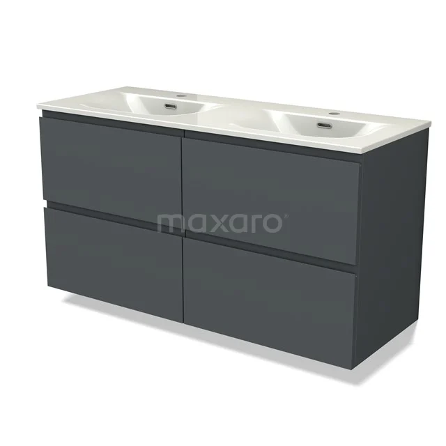 Modulo Vanity units with basin | 120 cm Dark grey Handle-less front Ceramic 4 drawers BMW18-01302