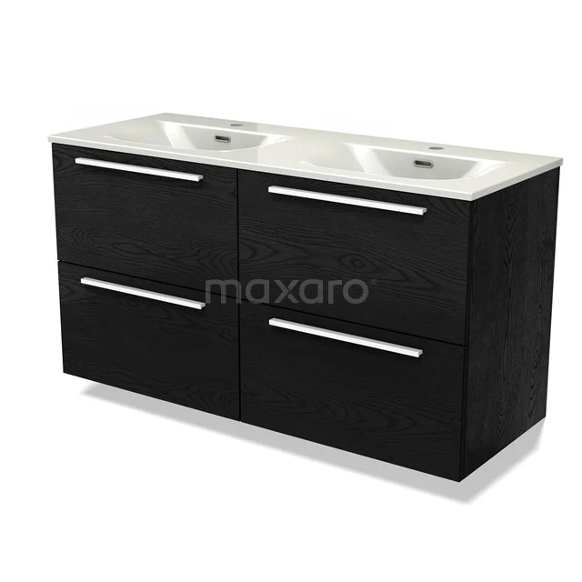 Modulo Vanity units with basin | 120 cm Black oak Flat front Ceramic 4 drawers BMW18-01310