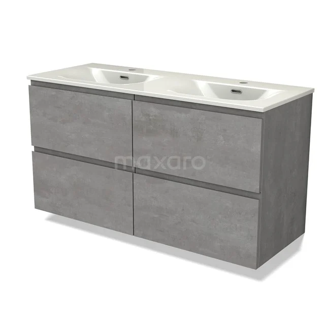 Modulo Vanity units with basin | 120 cm Light grey concrete Handle-less front Ceramic 4 drawers BMW18-01313