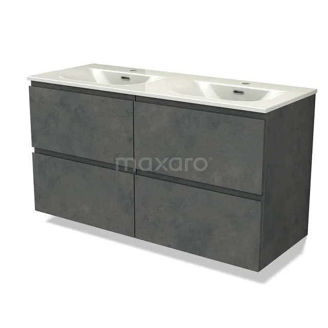 Modulo Vanity units with basin | 120 cm Dark grey concrete Handle-less front Ceramic 4 drawers BMW18-01314