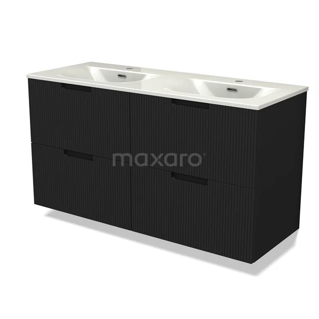 Modulo Vanity units with basin | 120 cm Matte black Line front Ceramic 4 drawers BMW18-01315