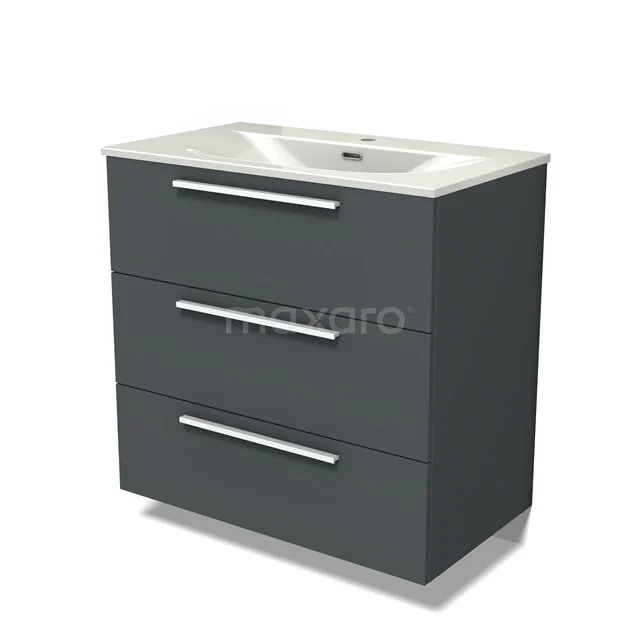 Modulo Vanity units with basin | 80 cm Dark grey Flat front Ceramic 3 drawers BMW19-02876