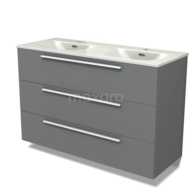 Modulo Vanity units with basin | 120 cm Mid grey Flat front Ceramic 3 drawers BMW19-02931
