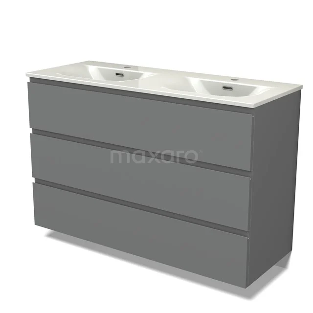 Modulo Vanity units with basin | 120 cm Mid grey Handle-less front Ceramic 3 drawers BMW19-02933
