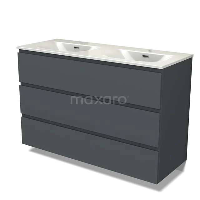 Modulo Vanity units with basin | 120 cm Dark grey Handle-less front Ceramic 3 drawers BMW19-02942