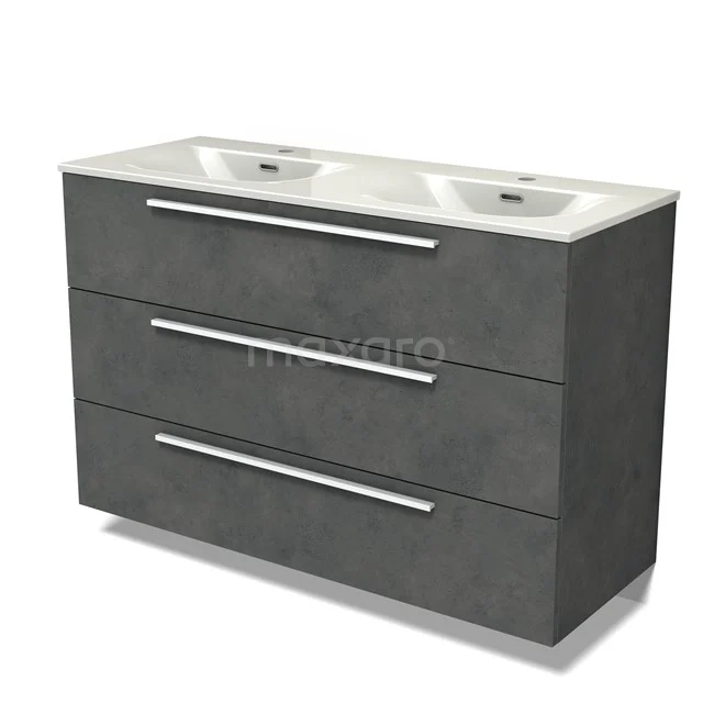 Modulo Vanity units with basin | 120 cm Dark grey concrete Flat front Ceramic 3 drawers BMW19-02959