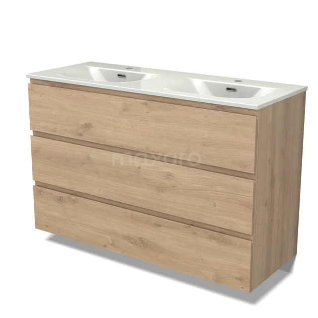Modulo Vanity units with basin | 120 cm Light brown oak Handle-less front Ceramic 3 drawers BMW19-02966