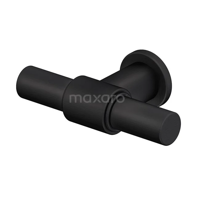 Mano 91 Möbelknopf | Schwarz | T-Form H91-0000-22 Matt Schwarz Handtuchhalter Wandmontage, zylindrisches minimalistisches Design, ideal für ein modernes Badezimmer.