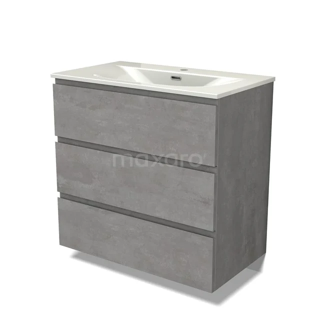 Modulo Bathroom furniture with sink | 80 cm Light grey concrete Handle-less front Ceramic 3 drawers BMW19-02972