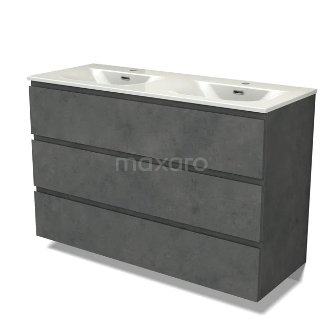 Modulo Vanity units with basin | 120 cm Dark grey concrete Handle-less front Ceramic 3 drawers BMW19-02977