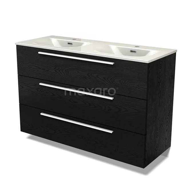Modulo Vanity units with basin | 120 cm Black oak Flat front Ceramic 3 drawers BMW19-02982