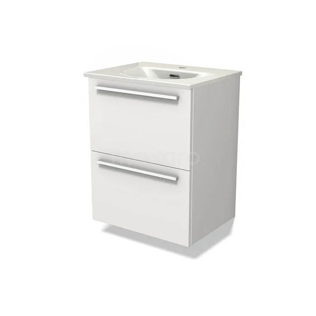 Modulo Slim Bathroom furniture with sink | 50 cm Matte white Flat front Ceramic 2 Stacked drawers BMW37-00886