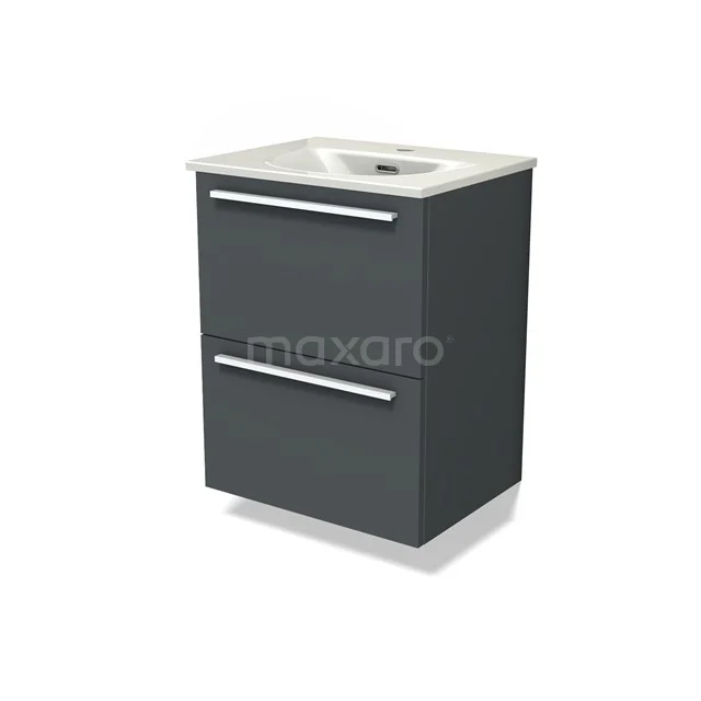 Modulo Slim Bathroom furniture with sink | 50 cm Dark grey Flat front Ceramic 2 Stacked drawers BMW37-00889 Modulo Slim Bathroom furniture with sink | 50 cm Dark grey Flat front Ceramic 2 Stacked drawers BMW37-00889