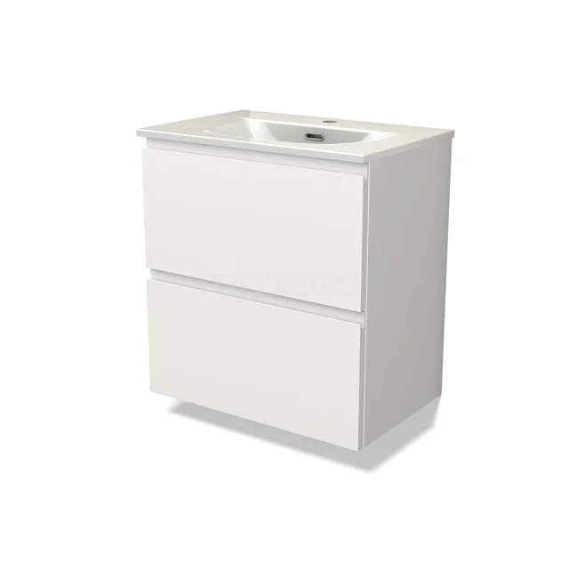 Modulo Slim Vanity units with basin | 60 cm Matte white Handle-less front Ceramic 2 Stacked drawers BMW37-00920