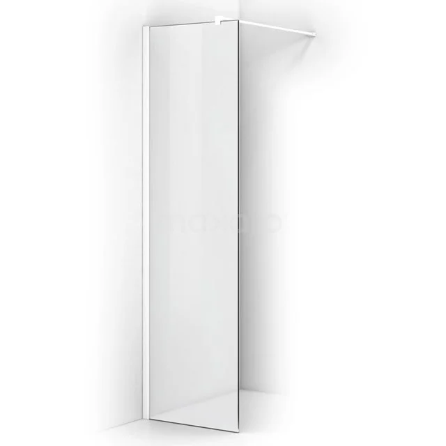 White glass shower screen with aluminium profile, modern design, ideal for stylish bathroom decoration.