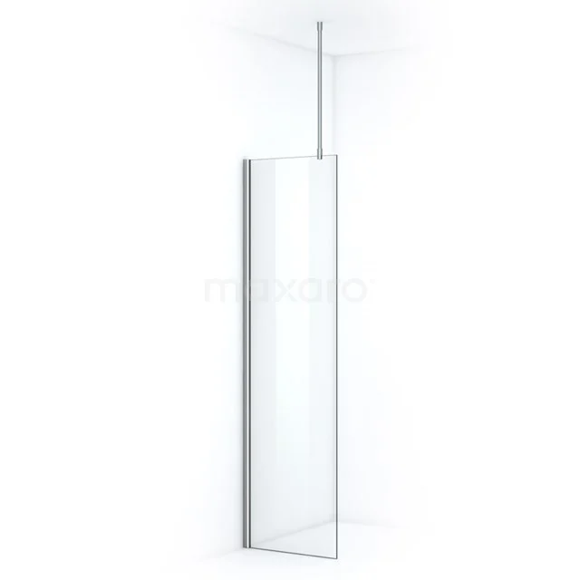 Pearl Walk-in shower | 60 cm Chrome Clear glass Fixed wall IPA06700C Modern glass shower screen with aluminium profile and ceiling support, perfect for a stylish and spacious bathroom design.