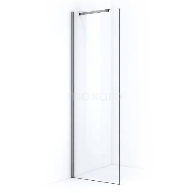 Pearl Walk-in shower | 60 cm Clear glass Fixed wall IPA06100C Clear glass shower screen with silver profile, minimalist design, ideal for a modern bathroom.