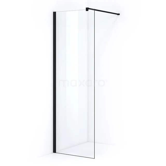 Pearl begehbare Dusche | 50 cm Matt Schwarz Feste Wand IPA05300M Duschwand mit mattschwarzen Profilen, Klarglas und 90 cm breit, perfekt für ein modernes Badezimmer.