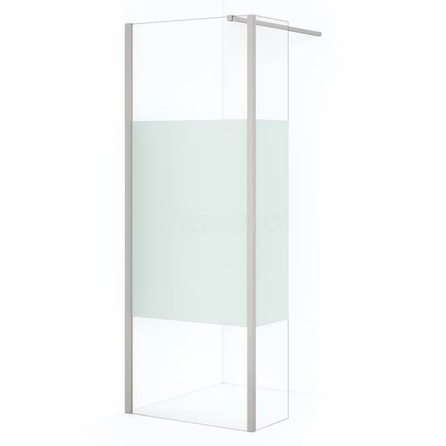 Diamond Walk-in shower | 80 cm Stainless steel Clear with matt strip Fixed wall with side panel IDC0803113BRN